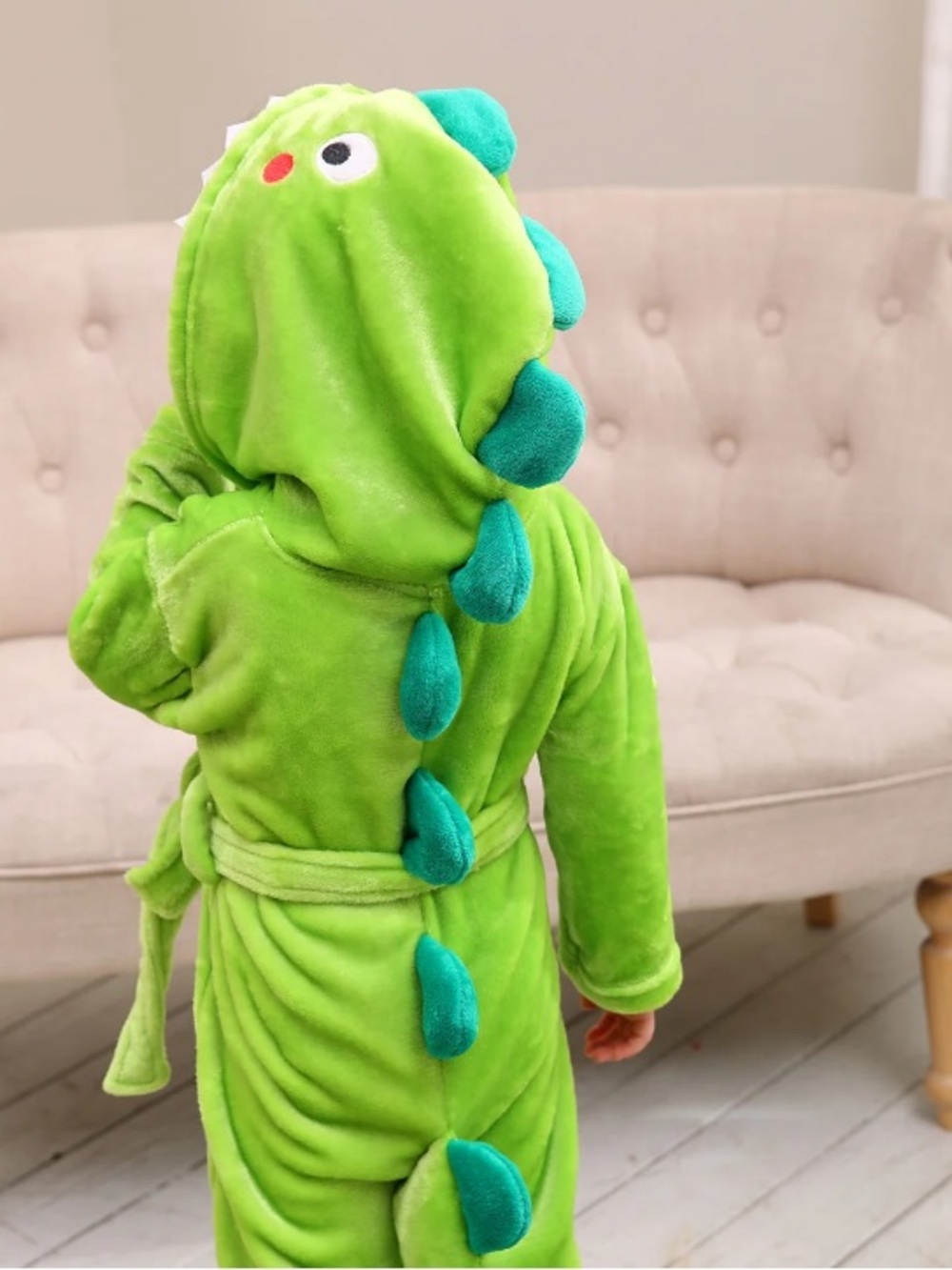 Boy Girl Unisex Dinosaur Plush Green Robe Costume Lolanta